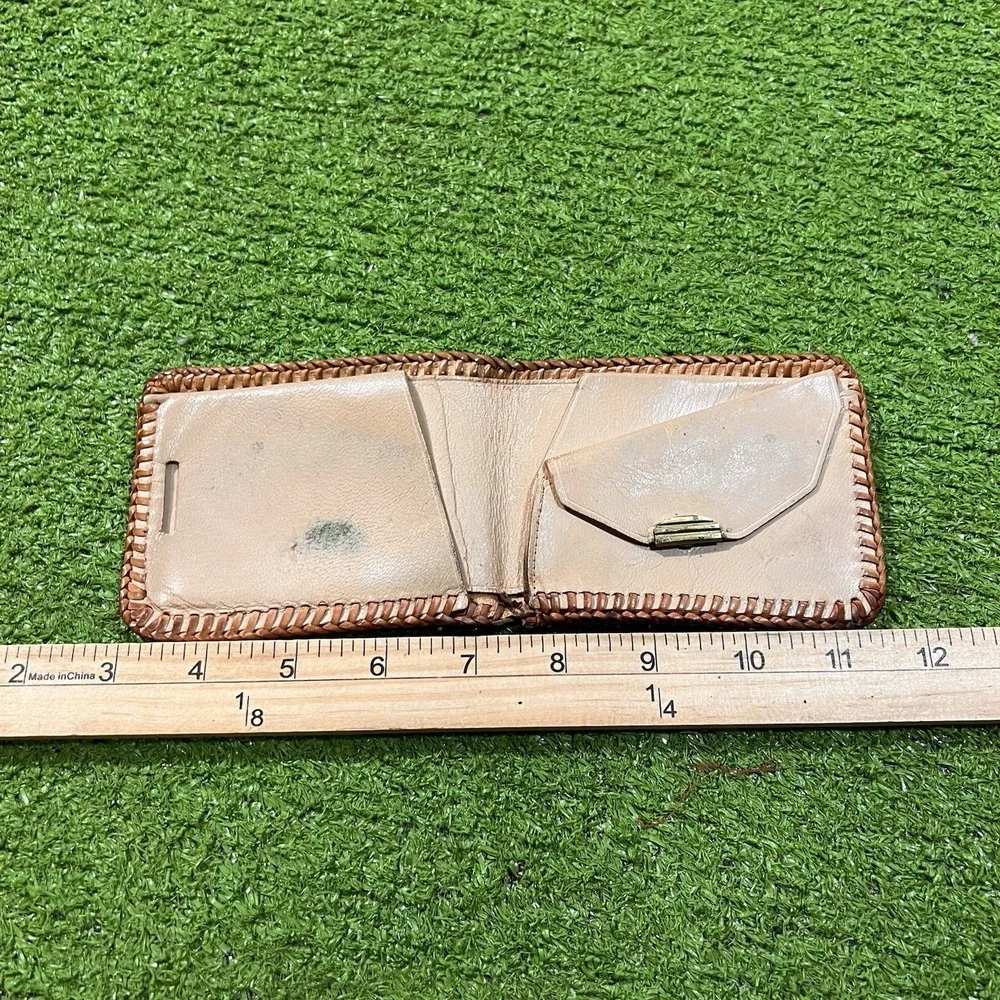 Vintage 70s 8s Genuine CaimanCrocodile Leather Wallet Bi-Fold Handmade GUC